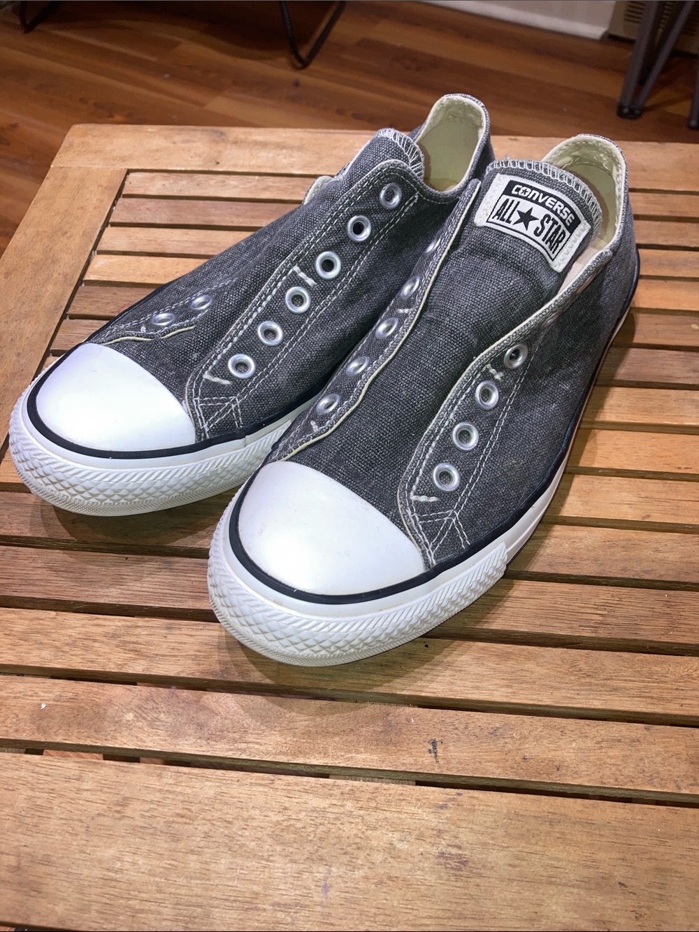 Converse Chuck Taylor Slip On Laceless Low Top  Gray Denim Men’s 7.5 Wmn 9.5